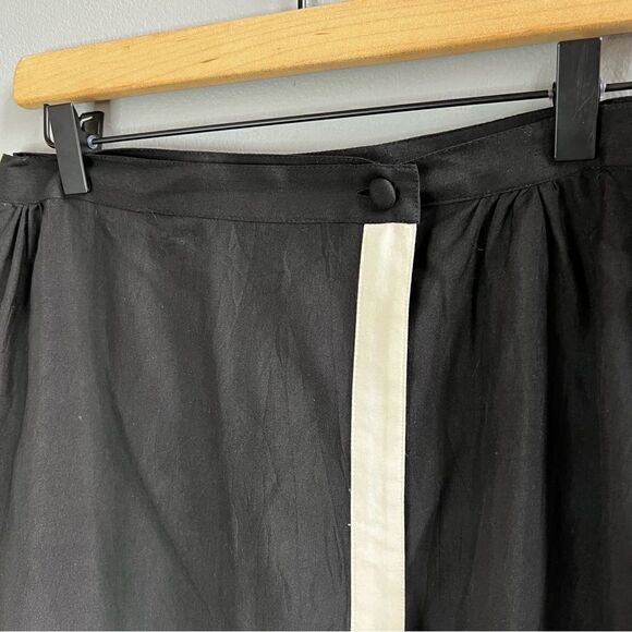 Vintage 1980’s Pia Rucci 100% Silk Wrap Skirt Black and Ivory Size 12 - Picture 3 of 12